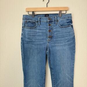 J Crew Women High-Rise 9" Skinny Jean Medium Wash Button Fly Denim Pant Size 31
